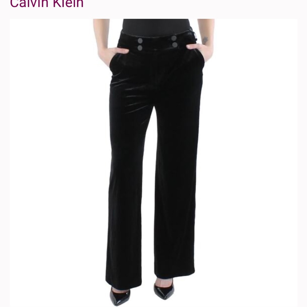 Calvin Klein Women's Velvet Wide Leg Black Pants